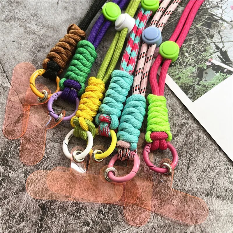 Atslēgu piekariņa štrope regulējams vads mobilā tālruņa piekariņam Spilgtas krāsas kakla siksniņa atslēgām Universāls Landyard atslēgu piekariņš sievietēm