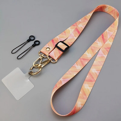 Crossbody garās siksnas regulēšanas garuma piekarināmā kakla siksna Tālrunis universāls klips Antilost retro raksta siksna Mobilā tālruņa aukla