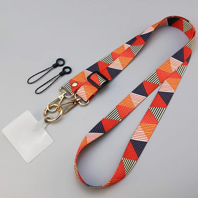 Crossbody garās siksnas regulēšanas garuma piekarināmā kakla siksna Tālrunis universāls klips Antilost retro raksta siksna Mobilā tālruņa aukla