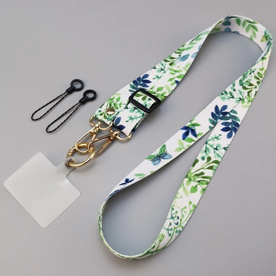 Crossbody garās siksnas regulēšanas garuma piekarināmā kakla siksna Tālrunis universāls klips Antilost retro raksta siksna Mobilā tālruņa aukla