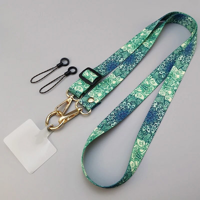 Crossbody garās siksnas regulēšanas garuma piekarināmā kakla siksna Tālrunis universāls klips Antilost retro raksta siksna Mobilā tālruņa aukla