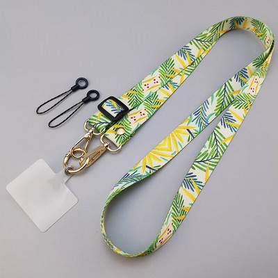 Crossbody garās siksnas regulēšanas garuma piekarināmā kakla siksna Tālrunis universāls klips Antilost retro raksta siksna Mobilā tālruņa aukla