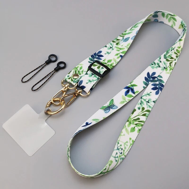 Crossbody garās siksnas regulēšanas garuma piekarināmā kakla siksna Tālrunis universāls klips Antilost retro raksta siksna Mobilā tālruņa aukla