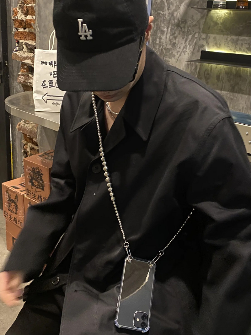 Luksuzni mobilni telefon Cossbody naramenice Lanac s nepravilnim srebrnim kuglicama za iPhone 14 13 pro max Samsung Flip 4 S23 Ultra