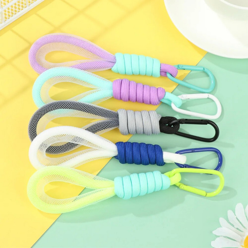 Модни флуоресцентни цветни презрамки за мобилен телефон Мрежест ремък Ключодържател Висяща чанта Портфейл Висулка Късо въже Аксесоари за телефон