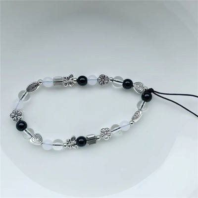 Girly Love Heart Purpura Rozā kulons Tālruņa ķēde Pret Lost Siksna Akrila Abacus Pērlītēm