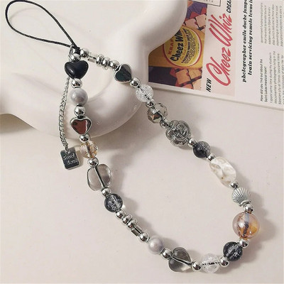 Girly Love Heart Purpura Rozā kulons Tālruņa ķēde Pret Lost Siksna Akrila Abacus Pērlītēm