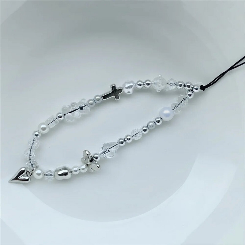 Girly Love Heart Purpura Rozā kulons Tālruņa ķēde Pret Lost Siksna Akrila Abacus Pērlītēm