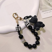 Mobilā tālruņa auklas slēdzenes ķēdes līnija ar skavu sieviešu kristāla apaļo lodīšu rokassprādzes kulonam plaukstas virves manuālai pērlīšu auklai