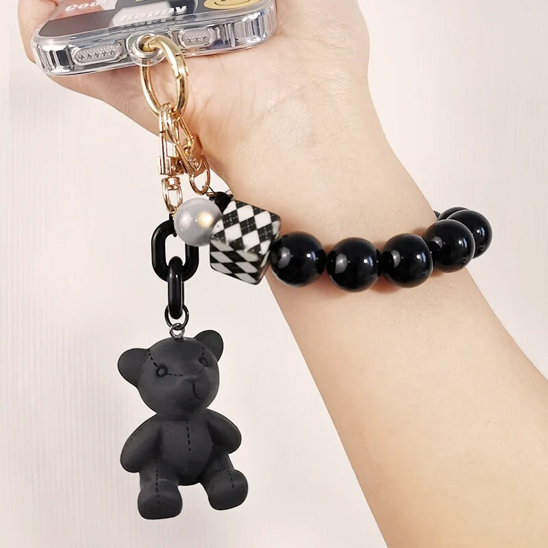 Mobilā tālruņa auklas slēdzenes ķēdes līnija ar skavu sieviešu kristāla apaļo lodīšu rokassprādzes kulonam plaukstas virves manuālai pērlīšu auklai