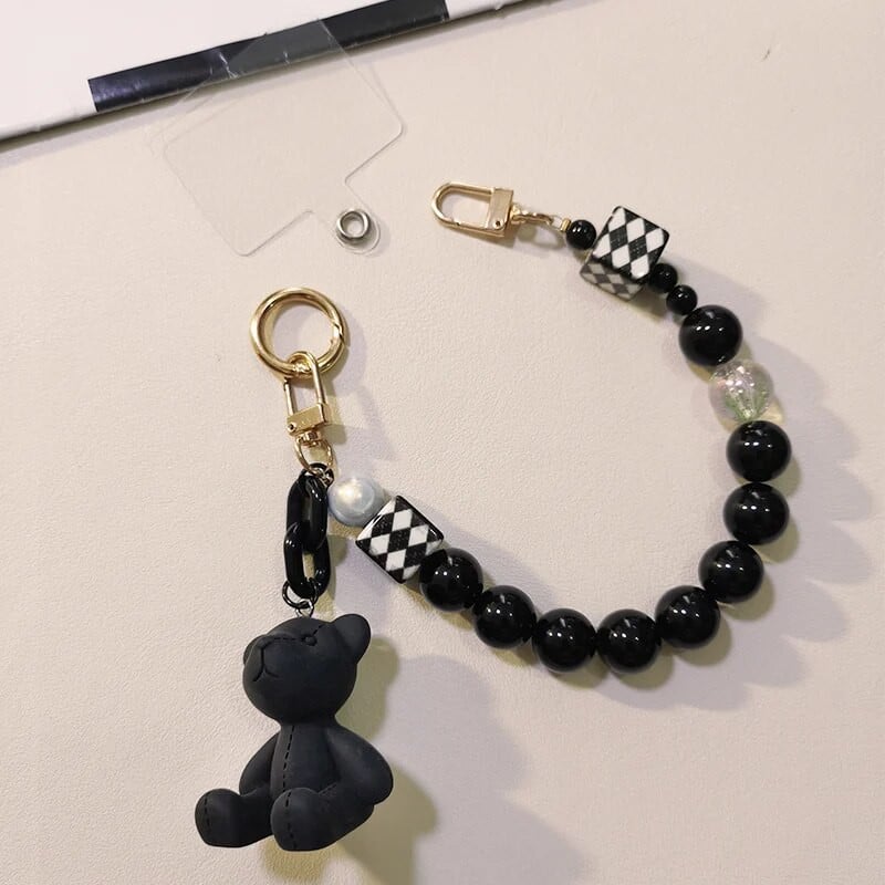 Mobilā tālruņa auklas slēdzenes ķēdes līnija ar skavu sieviešu kristāla apaļo lodīšu rokassprādzes kulonam plaukstas virves manuālai pērlīšu auklai