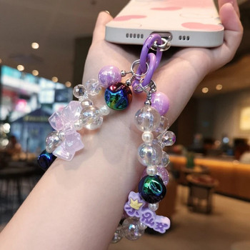 Κινητό τηλέφωνο Lanyard Women Fairy Crystal Wrist Crack Bead Διπλή Αλυσίδα Διαφανές Bead Lanyard Style Anti Loss μενταγιόν