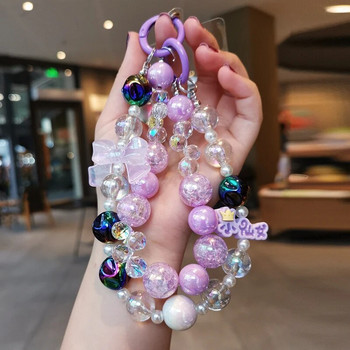 Κινητό τηλέφωνο Lanyard Women Fairy Crystal Wrist Crack Bead Διπλή Αλυσίδα Διαφανές Bead Lanyard Style Anti Loss μενταγιόν
