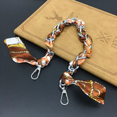 Zīda Šalle Lente Rokassomu Aksesuāri Ķēde Mode Šalle Metāla Ķēdes Rokturis Somas dekors Bow Daudzfunkcionāla Lente Rokassomas siksna