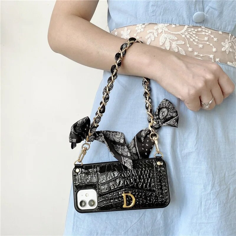 Zīda Šalle Lente Rokassomu Aksesuāri Ķēde Mode Šalle Metāla Ķēdes Rokturis Somas dekors Bow Daudzfunkcionāla Lente Rokassomas siksna