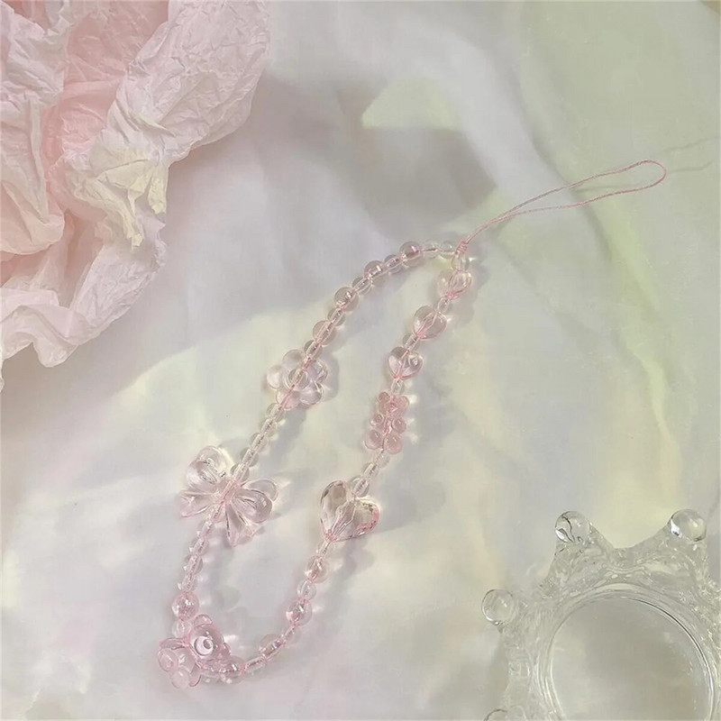 Tālruņa siksniņa Rokassprādze Caurspīdīgi Kristāla Tauriņi Pērlītes Piekarināms Vads Mobilais Mugursoma Kulons Virte Maza Svaigi