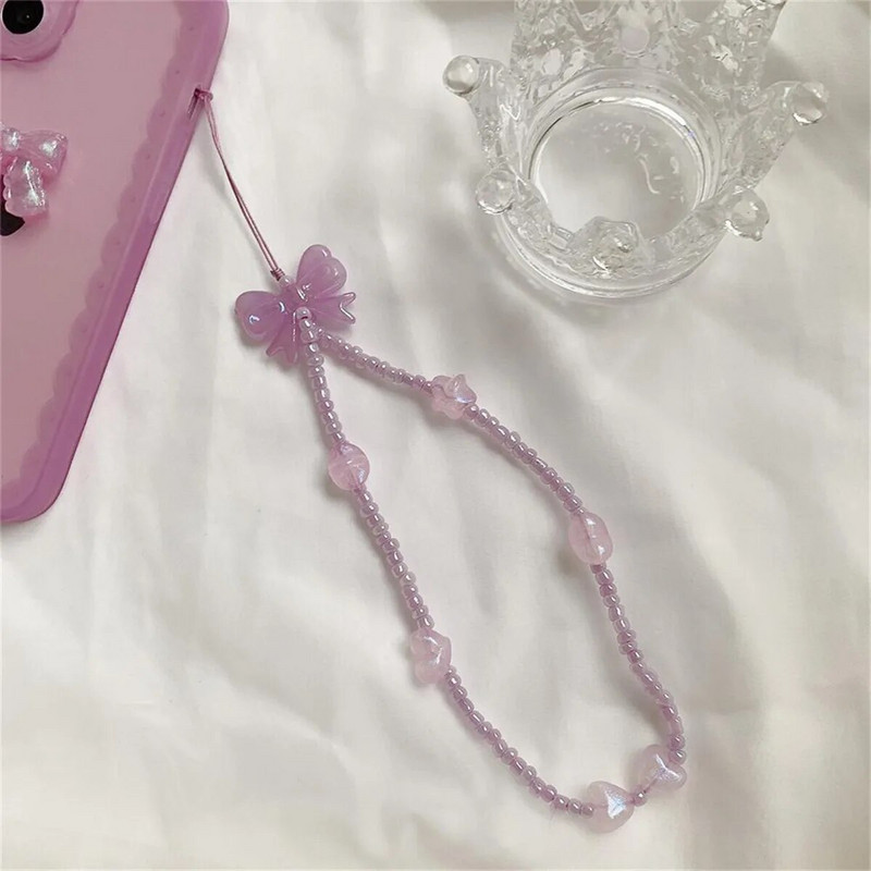 Tālruņa siksniņa Rokassprādze Caurspīdīgi Kristāla Tauriņi Pērlītes Piekarināms Vads Mobilais Mugursoma Kulons Virte Maza Svaigi