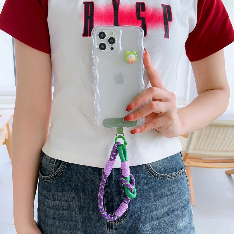 Jauns pītas mobilā tālruņa virves siksnas piekarināmās ķēdes gredzena vads ar ielāpu plaukstas siksniņu mobilā tālruņa turētājs, noņemams virves atslēgu piekariņš