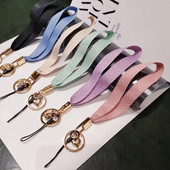 Mobilā tālruņa aukla sieviešu plaukstas virve plata auduma īsa štrope siksniņa kulonu apvalka rotājumi pārnēsājams noņemams atslēgu piekariņš