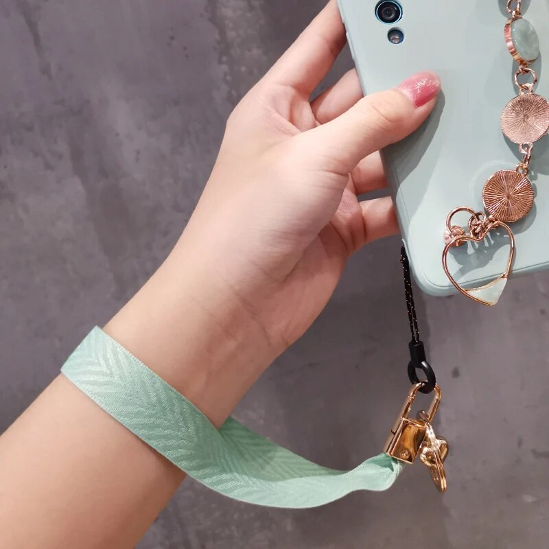 Mobilā tālruņa aukla sieviešu plaukstas virve plata auduma īsa štrope siksniņa kulonu apvalka rotājumi pārnēsājams noņemams atslēgu piekariņš