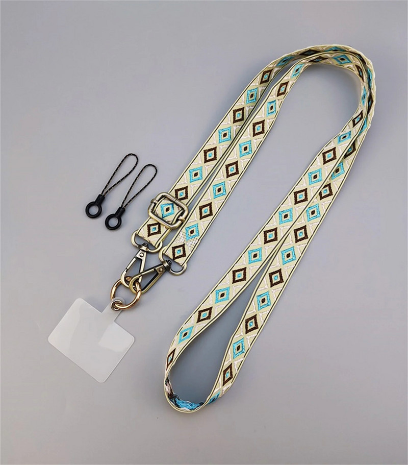 Virves kaklarota mobilajam tālrunim pret pazaudēšanu, retro izšūšana, regulējama siksniņa kaklarota ar vadu tālruņa drošības saiti iPhone 14