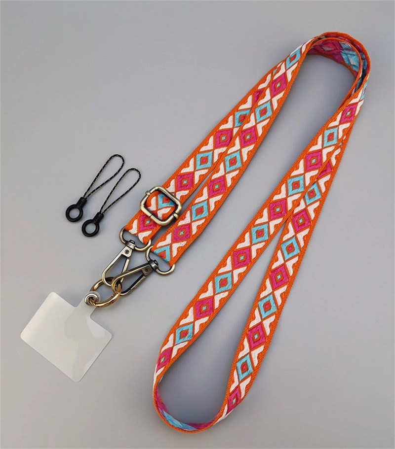 Virves kaklarota mobilajam tālrunim pret pazaudēšanu, retro izšūšana, regulējama siksniņa kaklarota ar vadu tālruņa drošības saiti iPhone 14