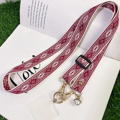 Κρεμαστό σχοινί κινητού τηλεφώνου Ethnic στυλ Διαμαντένιο μοτίβο μαργαριτάρι Κρεμαστό μακριά διαγώνια κρεμαστή θήκη τηλεφώνου από σχοινί Κορδόνια κατά της απώλειας