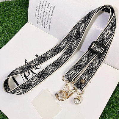 Κρεμαστό σχοινί κινητού τηλεφώνου Ethnic στυλ Διαμαντένιο μοτίβο μαργαριτάρι Κρεμαστό μακριά διαγώνια κρεμαστή θήκη τηλεφώνου από σχοινί Κορδόνια κατά της απώλειας