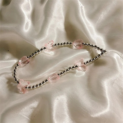 Lanț de telefon cu fluture inimă roz pandantiv la modă pentru iPhone Accesorii universale Samsung Funie drăguță pentru agățat telefon pentru fetiță evreică