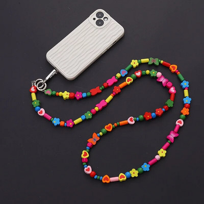 Colier cu barbă Huse pentru telefon cu șnur pentru iPhone Roz Curea de gât colorată Lanț portabil Femei de lux cu slot pentru card