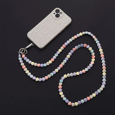 Colier cu barbă Huse pentru telefon cu șnur pentru iPhone Roz Curea de gât colorată Lanț portabil Femei de lux cu slot pentru card