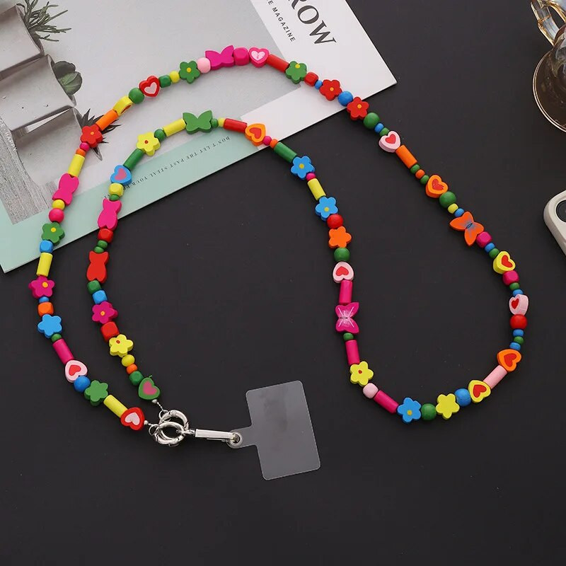 Barzdos karoliai, dirželiai, telefono dėklai, skirti iPhone rožinei spalvingai kaklo dirželiui, nešiojama grandinėlė prabangioms moterims su lizdo kortele