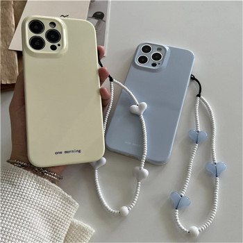 Корейска сладка телефонна верига с любовно сърце, акрилна висулка, ключодържател за iPhone 14 Pro Max Anti-Lost Chain Висящи бижута Корея
