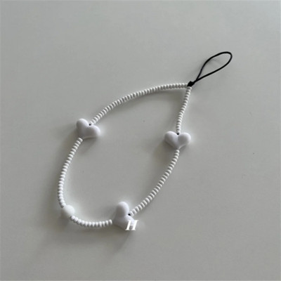 Korejski slatki telefonski lanac s perlama od ljubavnog srca, akrilni privjesak za ključeve za iPhone 14 Pro Max Anti-Lost lanac, viseći nakit Koreja