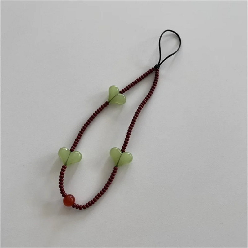 Korejski slatki telefonski lanac s perlama od ljubavnog srca, akrilni privjesak za ključeve za iPhone 14 Pro Max Anti-Lost lanac, viseći nakit Koreja