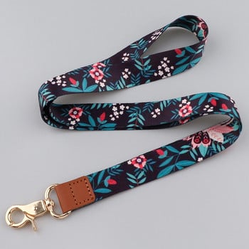 Ransitute R2801 Fashion Flowers Serie Leather Buckle Lyard Badge Id Lanyards Phone Rope Key Lyard Neck Lants Аксесоари