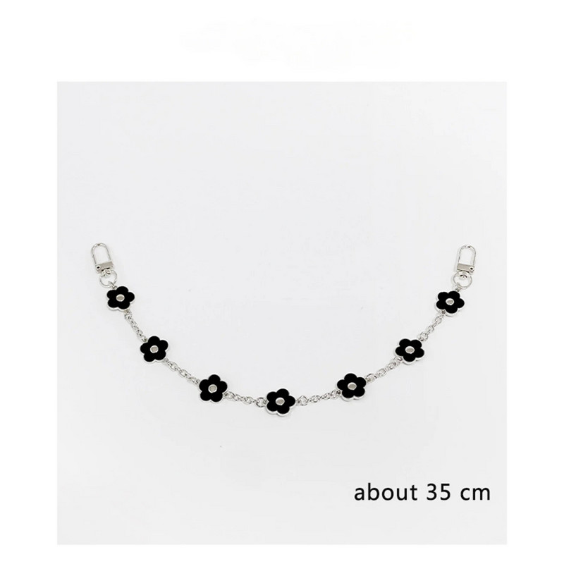 Korejski mobilni telefon Corssbody naramenice Metalna užeta s crnim cvijetom i cvjetnim narukvicama Lanac za iPhone 14 13 Pro Max Samsung Flip 3 4