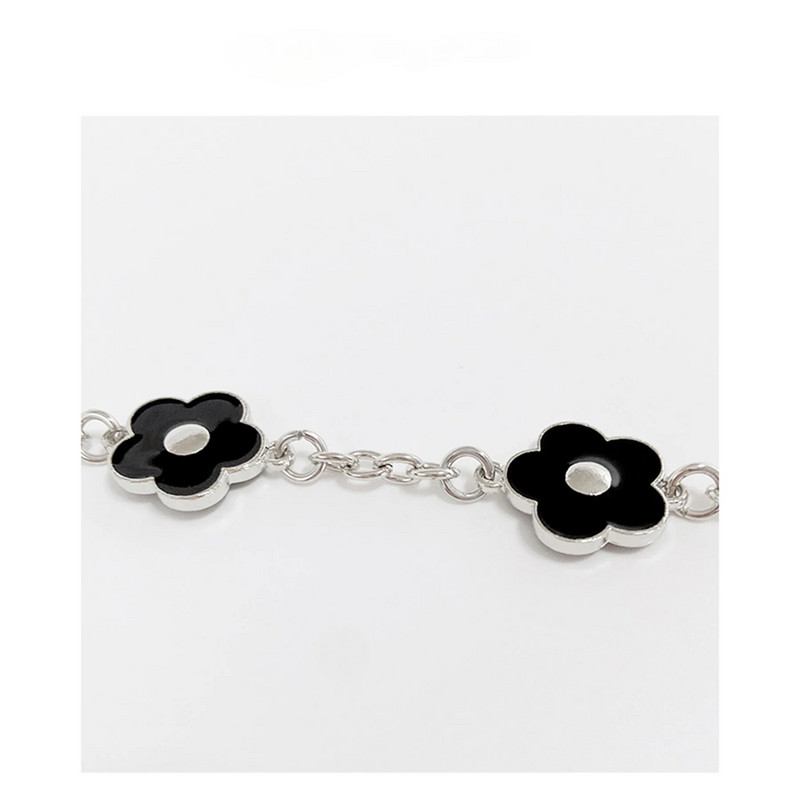 Korejski mobilni telefon Corssbody naramenice Metalna užeta s crnim cvijetom i cvjetnim narukvicama Lanac za iPhone 14 13 Pro Max Samsung Flip 3 4