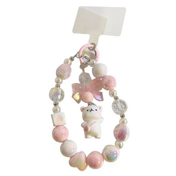Cartoon Bear Love Beads Αλυσίδα Κινητού Τηλεφώνου Κορδόνι Κοντό στυλ Κρεμαστό Μπρελόκ Κρεμαστό Κρεμαστό Κρεμαστό Κορδόνι Κρεμαστό κόσμημα