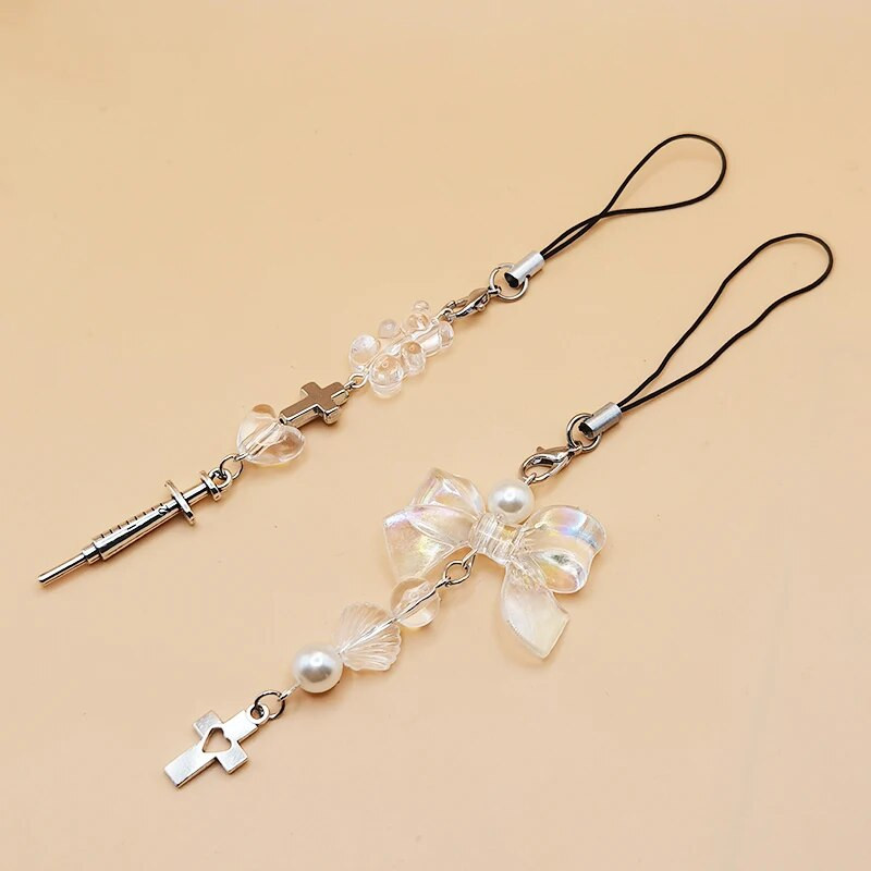 Originaalsed DIY käsitsi valmistatud armsad telefonivõrud Y2K naiste ripats Kawaii võtmehoidja rihmapael koos tähepärliga karu multifilmitarvikutega