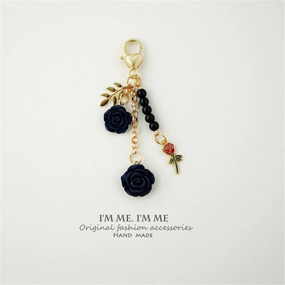 8 krāsu 3D rožu kamēlijas atslēgu piekariņš, sieviešu, meiteņu, saldo pērļu pušķu ziedu atslēgu piekariņš ar metāla lapiņu austiņu maciņa somas dekorēšanai