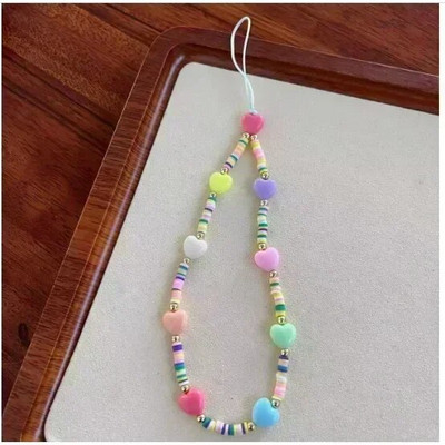 Love Heart Shell Beaded Αλυσίδες Κινητού Τηλεφώνου Κρεμαστό Κρεμαστό Μπρελόκ Απλή Θήκη Αξεσουάρ Κοσμήματα Γυναικεία γούρια