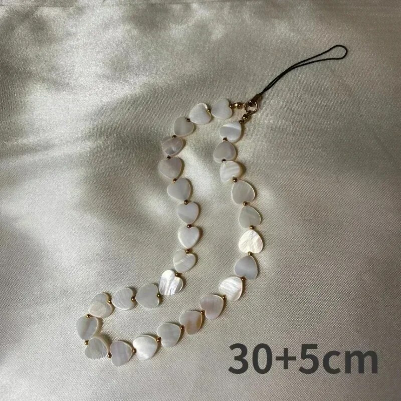 Love Heart Shell Beaded Αλυσίδες Κινητού Τηλεφώνου Κρεμαστό Κρεμαστό Μπρελόκ Απλή Θήκη Αξεσουάρ Κοσμήματα Γυναικεία γούρια