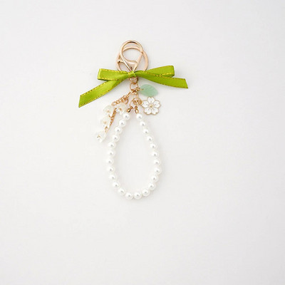 Modes lentes priekšgala pērļu piekarināmais atslēgu piekariņš iPhone tālrunim Samsung sievietēm mobilā tālruņa soma Automašīnas atslēgu piekariņš šarmu dekoru vairumtirdzniecība