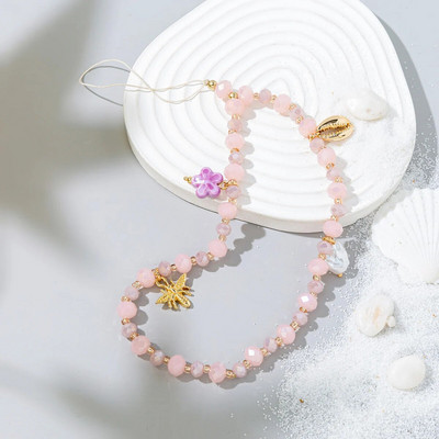 Moodne akrüülist mobiiltelefoni kett Viie otsaga tärniga ripats helmestega telefonipael Mobiiltelefoni riputusnöör naistele ehted