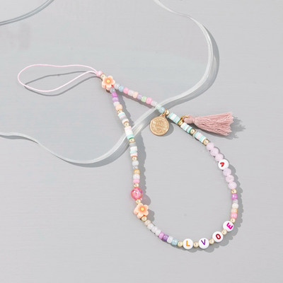 Moodne akrüülist mobiiltelefoni kett Viie otsaga tärniga ripats helmestega telefonipael Mobiiltelefoni riputusnöör naistele ehted