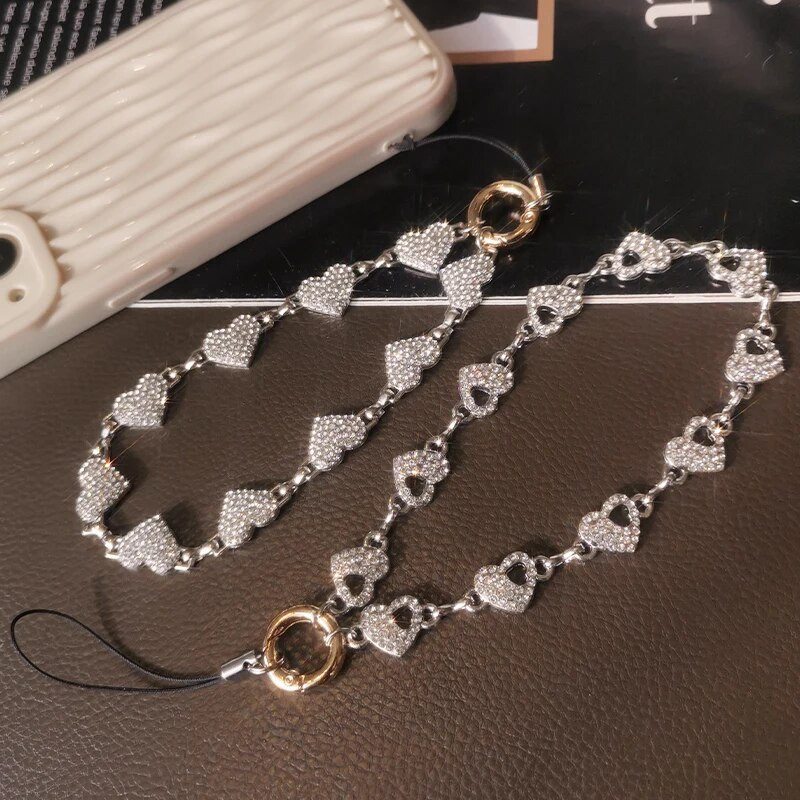 Īsa stila rhinestone plaukstas kulons mobilā tālruņa aukla mīlestības ķēde, izdobta kulons universāls tālruņa futrālis pret nozaudēšanu