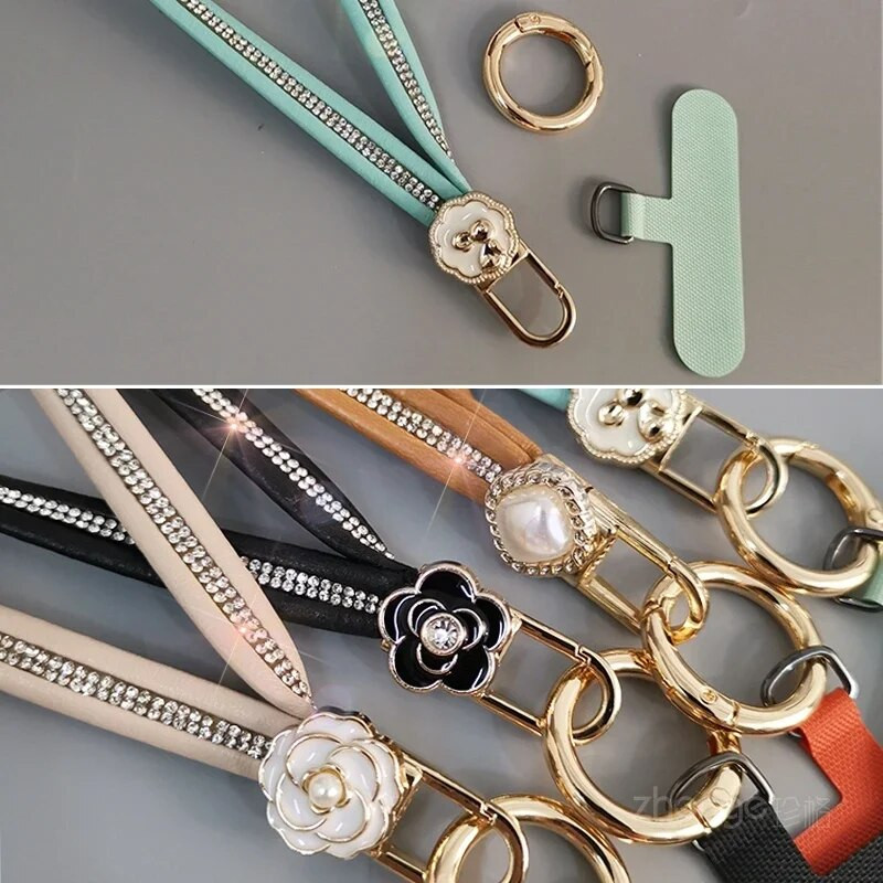 Mobiiltelefoni kaelapael, lilleline, kõrgekvaliteediline naiste nahast randmepael, kaasaskantav ripatsiga kett, telefoniümbris, kaotsiminekuvastane pael