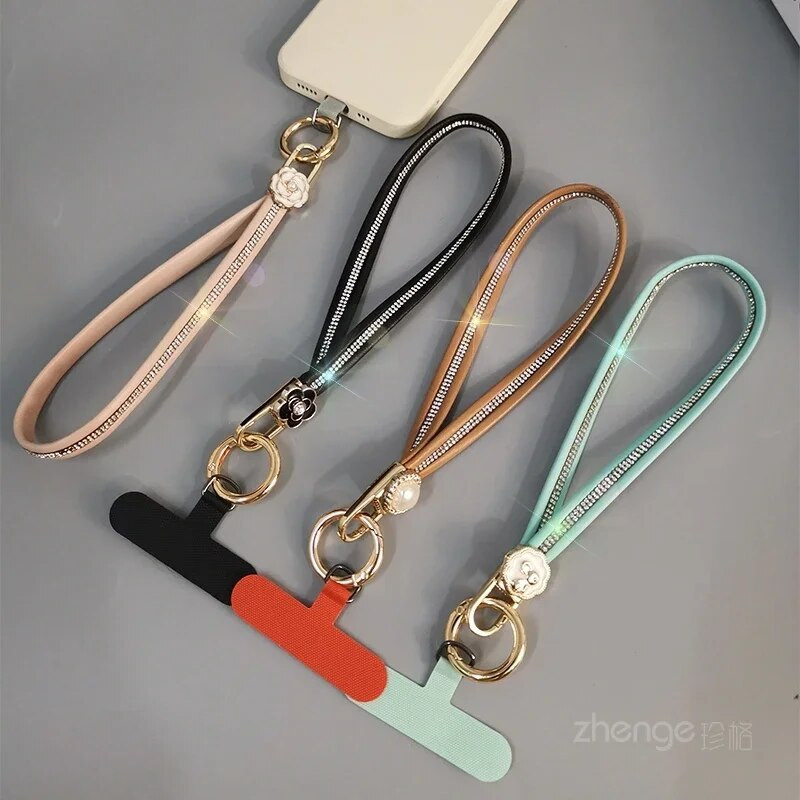 Mobiiltelefoni kaelapael, lilleline, kõrgekvaliteediline naiste nahast randmepael, kaasaskantav ripatsiga kett, telefoniümbris, kaotsiminekuvastane pael