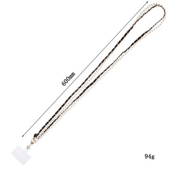 Luxury Pearl Phone Lanyard with Butterfly Tie Double Lanyer Neckband for iPhone 14Promax Portable Mobile Phone Lanyard